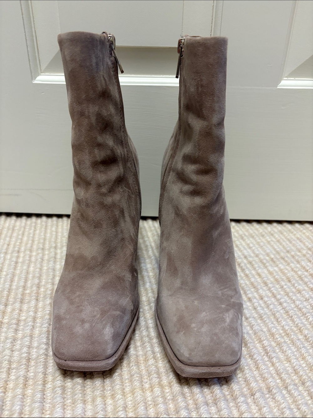 Sam Edelman Taupe Suede Ankle Boots - Slim Zip Design